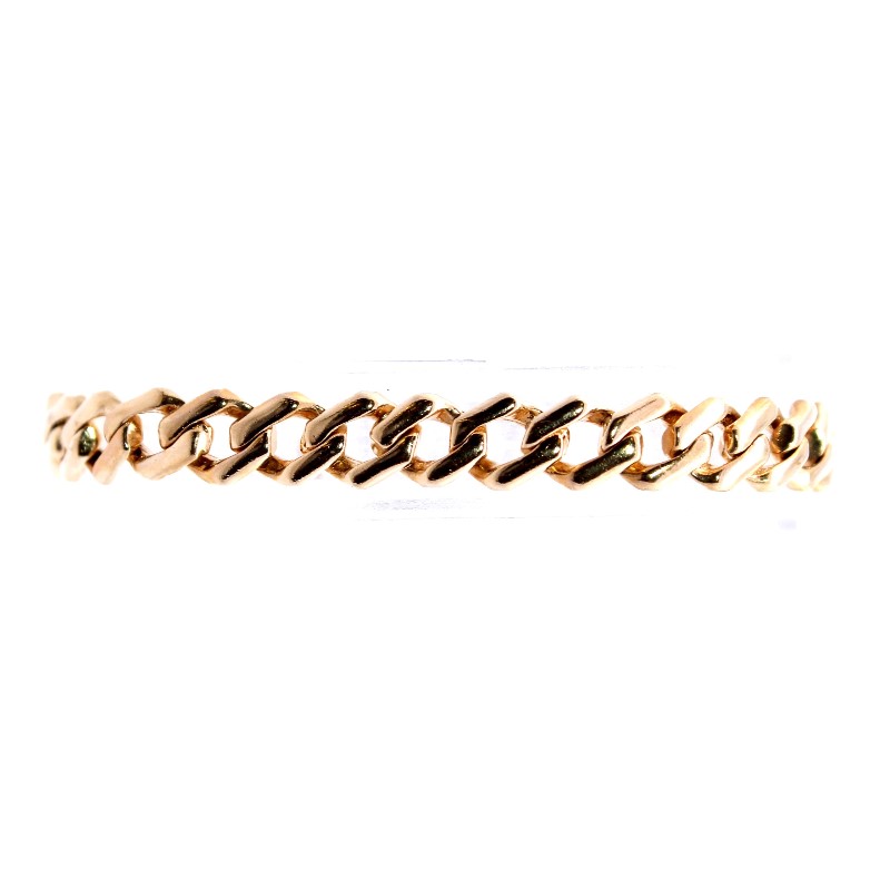 Estate 14 Karat Yellow Gold 6mm Flat Curb Link Bracelet Measuring 7 Inches